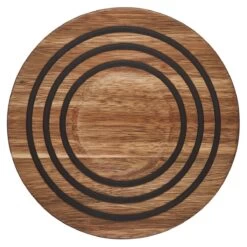 Le Creuset 8" Magnetic Wooden Trivet With Black Silicone Rings | Acacia Wood
