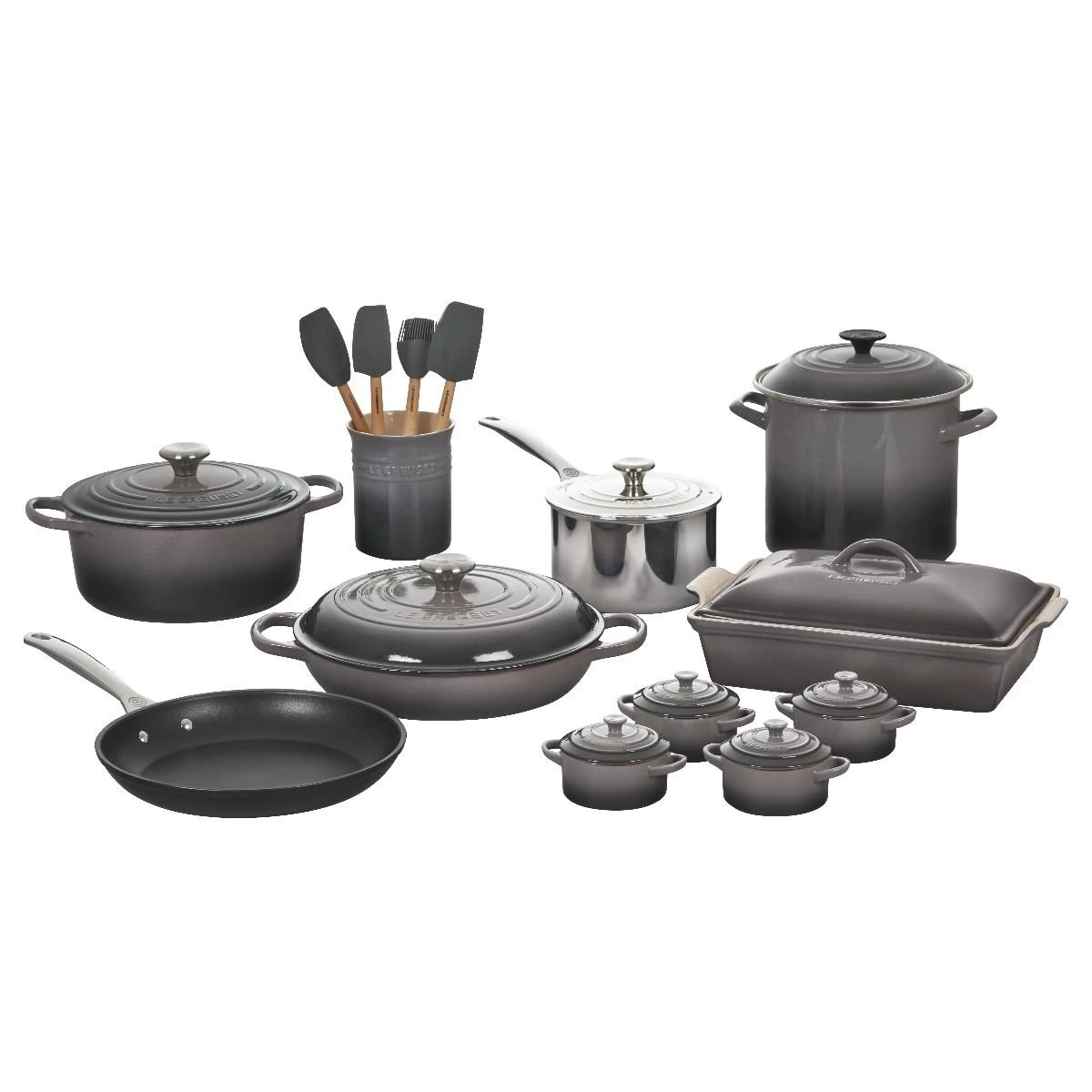 Le Creuset 20-Piece Mixed Material Cookware Set | Oyster 1 Le Creuset 20-Piece Mixed Material Cookware Set | Oyster