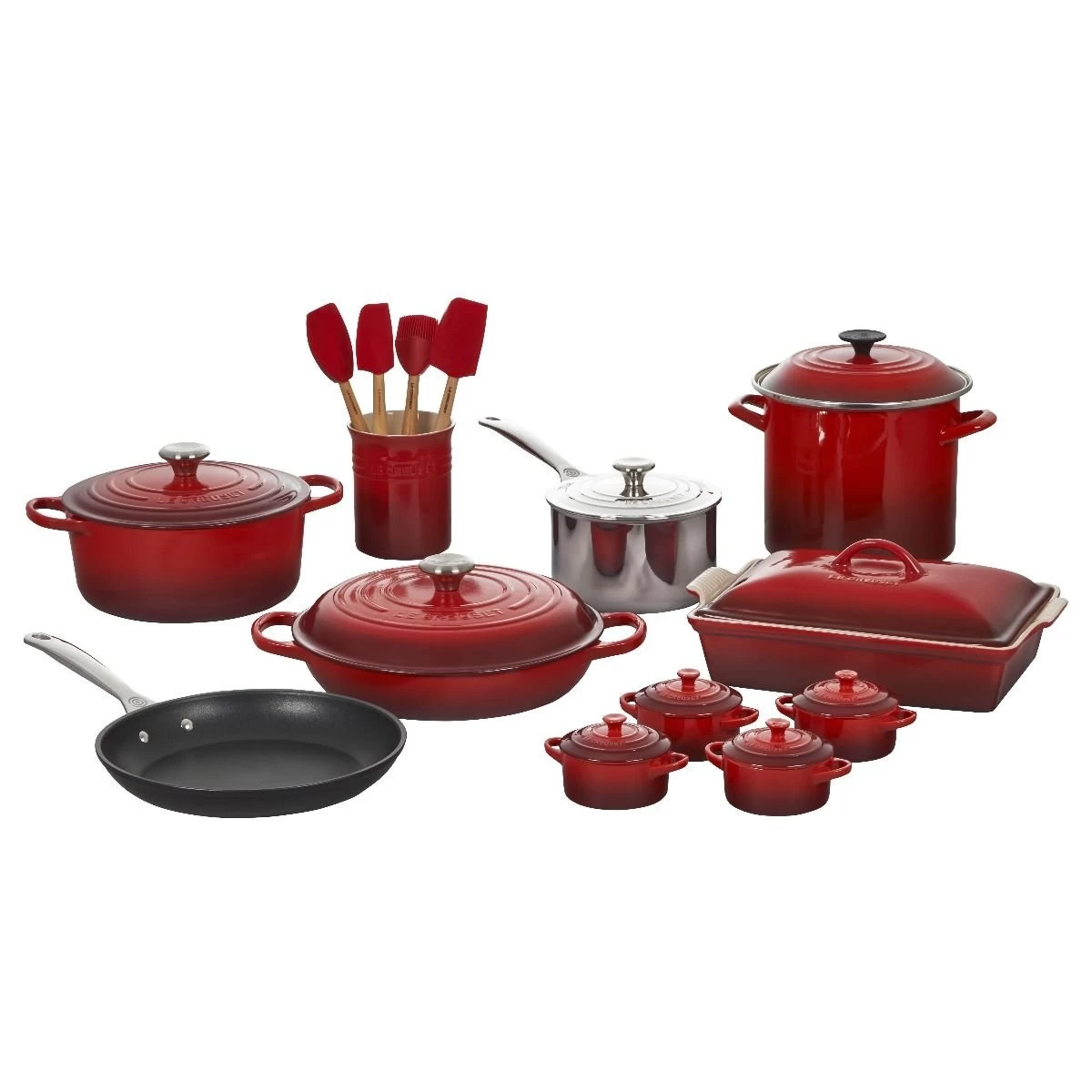 Le Creuset 20-Piece Mixed Material Cookware Set | Cerise 1 Le Creuset 20-Piece Mixed Material Cookware Set | Cerise