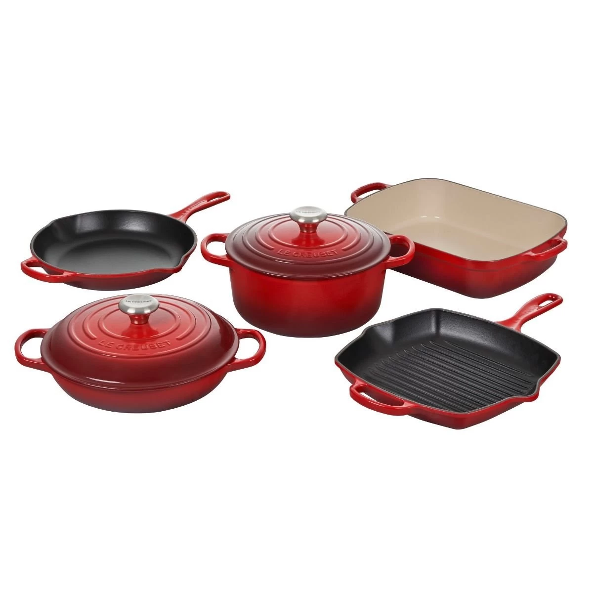 Le Creuset 7-Piece Signature Cookware Set | Cerise/Cherry Red 1 Le Creuset 7-Piece Signature Cookware Set | Cerise/Cherry Red