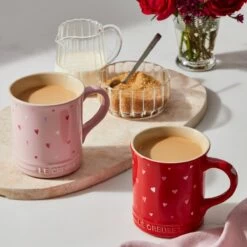 Le Creuset L'Amour Collection 14oz Mug With Heart Applique | Chiffon Pink -Cooking Master rs18308 221017 lecreuset lamourmugs square ret