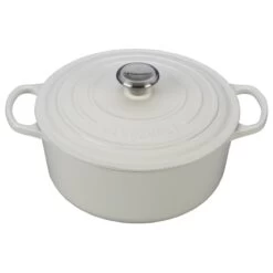 Le Creuset 5.5 Qt. Round Signature Cast Iron Dutch Oven With Stainless Steel Knob | White