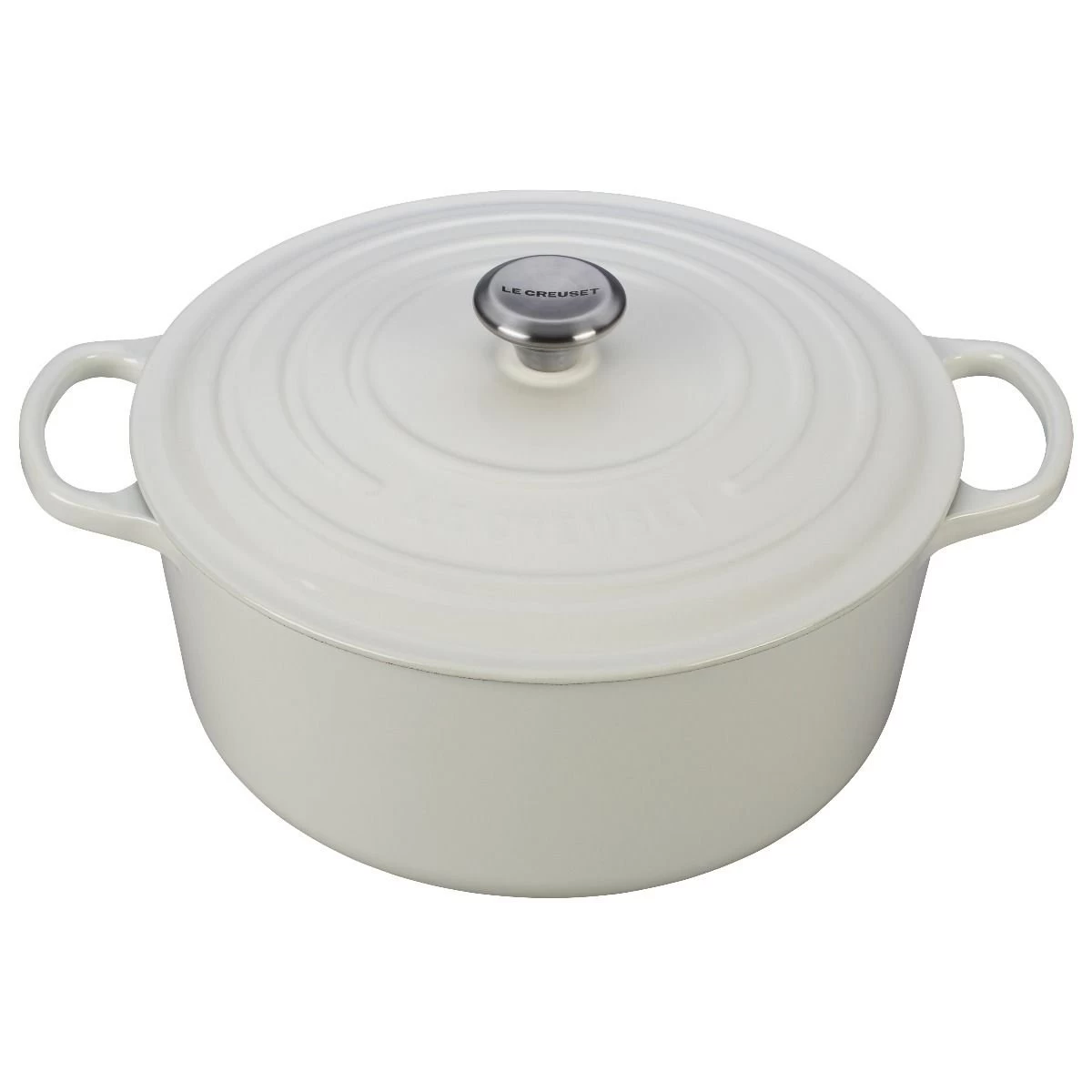 Le Creuset 9 Qt. Round Signature Dutch Oven With Stainless Steel Knob | White 1 Le Creuset 9 Qt. Round Signature Dutch Oven With Stainless Steel Knob | White