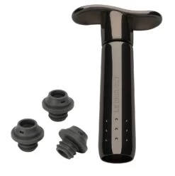 Le Creuset Wine Pump + 3 Stoppers | Black