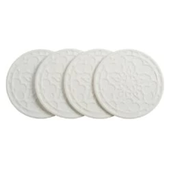 Le Creuset 4" Silicone French Drink Coasters (Set Of 4) | White