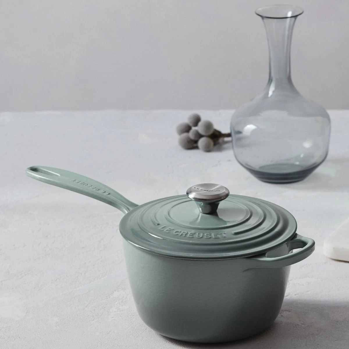 Le Creuset 2.25 Qt. Signature Enameled Cast Iron Saucepan With Stainless Steel Knob | Sea Salt 5 Le Creuset 2.25 Qt. Signature Enameled Cast Iron Saucepan With Stainless Steel Knob | Sea Salt - Image 5