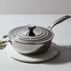Le Creuset 2 Qt. Stainless Steel Saucier Pan With Lid -Cooking Master saucier2