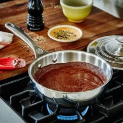 Le Creuset 2 Qt. Stainless Steel Saucier Pan With Lid -Cooking Master saucier3