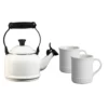Le Creuset 1.25 Qt. Demi Kettle Tea Pot + 2 - 14oz Mugs Set | White